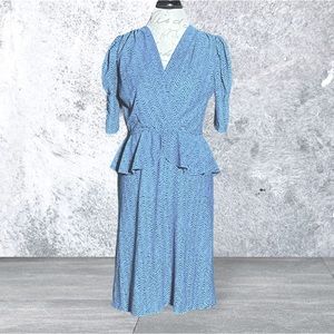 Peplum Vintage 80’s Puff Sleeve Dress